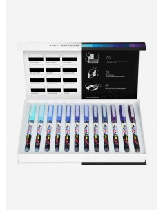 Pigment Decobrush Violet-Blue Colors, Set 12 Colores, KARIN MARKERS