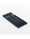Set de 6 Marcadores Doble Punta Pincel Twin Brush – Forest, Monami