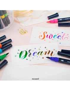 Set de 6 Marcadores Doble Punta Pincel Twin Brush – Flower, Monami