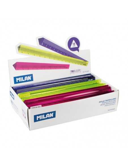 Caja Expositora 60 Reglas Triangulares 15 cm, Serie Acid, MILAN