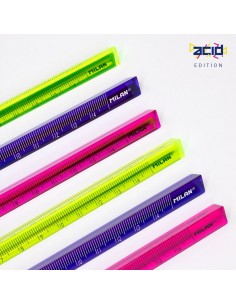 Caja Expositora 60 Reglas Triangulares 15 cm, Serie Acid, MILAN