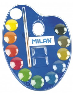 Paleta de Acuarelas con 12 Pastillas Ø 25MM, con Pincel, MILAN