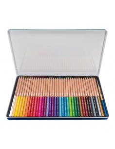 Caja Metálica 36 Lápices de Colores Acuarelables Mina Gruesa + Pincel, MILAN
