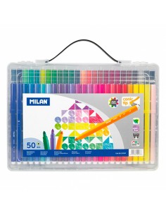 Maletín 50 marcadores- colores surtidos, MILAN