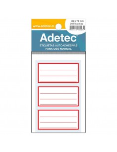 Etiqueta para Nombre, Línea Roja 35x70mm, Adetec