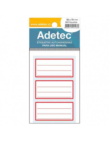 Etiqueta para Nombre, Línea Roja 35x70mm, Adetec