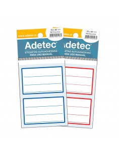 Etiquetas para Nombre, Línea Roja y Azul de 53x82mm, Adetec