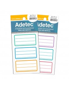 Etiqueta para Nombre, Mix Tricolores 35x70mm, Adetec