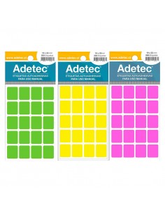 Etiqueta Manual Rectangular Mix Fluor, 11x17mm, Adetec