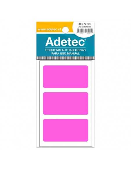 Etiqueta Manual Rosado/Fluor, 35x70mm, Adetec