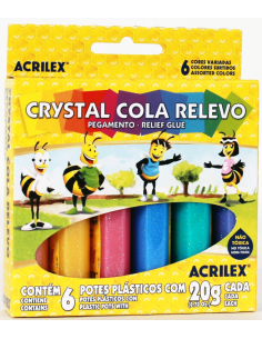 Set de 6 pegamentos crystal, ACRILEX