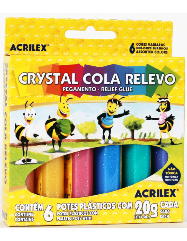 Set de 6 pegamentos crystal, ACRILEX