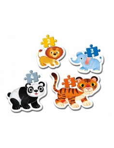Rompecabezas Wild animals - 2+3+4+5 piezas, Clementoni