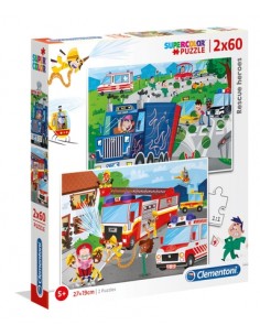 Rompecabezas Rescue Heroes, 2x60 piezas, Clementoni