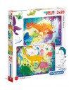 Rompecabezas Funny Dinos, 2x20 piezas, Clementoni