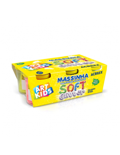 Kit 6 colores de masa para modelar soft glitter 150gr, Acrilex