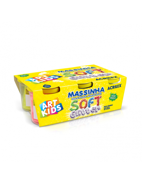 Kit 6 colores de masa para modelar soft glitter 150gr, Acrilex