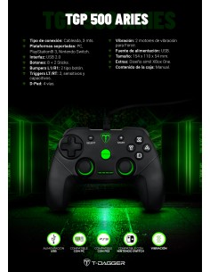 Control para consolas de juegos T-TGP500 Aries, T-Dagger