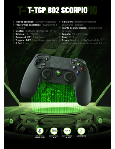 Control inalámbrico p/ consola de juegos T-TGP802 Scorpio, T-Dagger