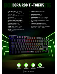 Teclado para computadora gamer T-TGK315, T-Dagger