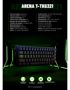 Teclado para computadora gamer T-TGK321, T-Dagger