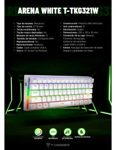 Teclado para computadora gamer T-TGK321 White, T-Dagger