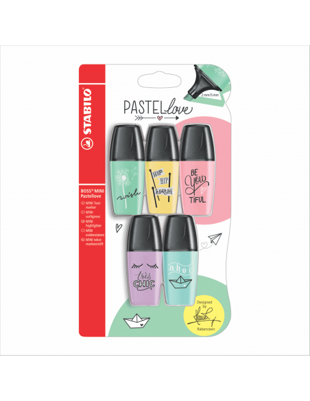 Resaltador Stabilo Boss Mini Blister x 5 Unidades Colores Pastel