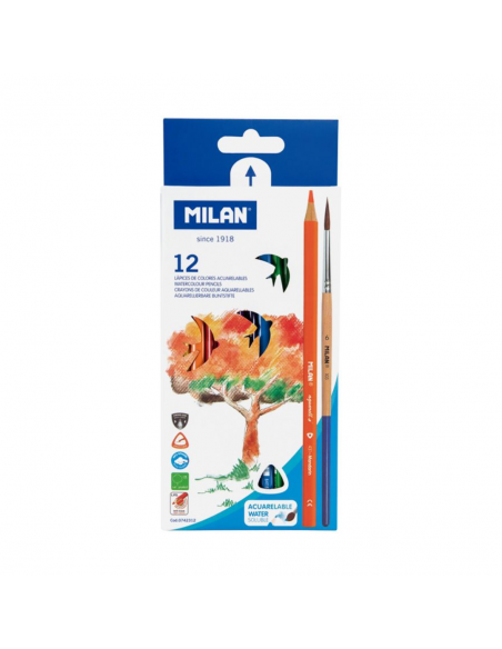 Milan - Lapices de color acuarelable triangulares 12 unidades