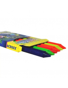 Set de crayones de cera- 6 colores Neón, ACRILEX