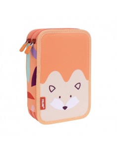 Estuchera de 2 pisos MILAN fun animals naranja