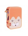 Estuchera de 2 pisos MILAN fun animals naranja