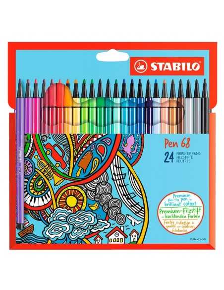 Marcador STABILO Pen 68 estuche de cartón, 24 uds.