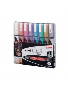 POSCA Marcadores de tiza liquida de 2.5 MM, estuche de 8 colores metalizados