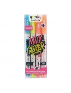 Juego de resaltadores Mooving con Glitter x4