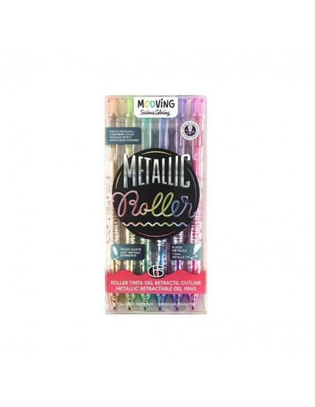 Set de bolígrafos gel Mooving retractil outliner x6