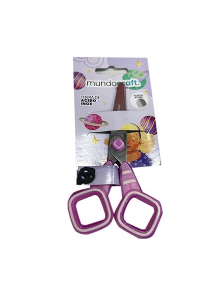 Tijeras purpura/blanco Mundo Craft