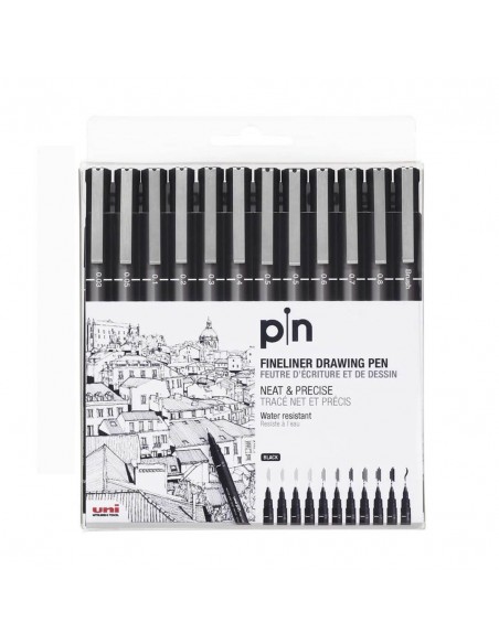 Set de 12 unidades Uni Pin micropunta Posca