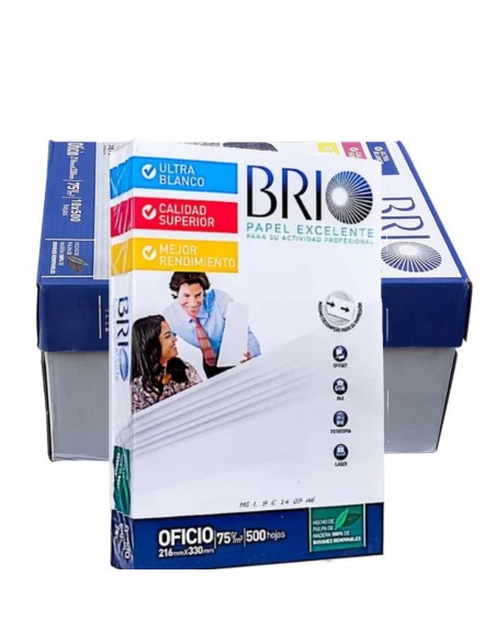 Caja de 10 resmas oficio BRIO