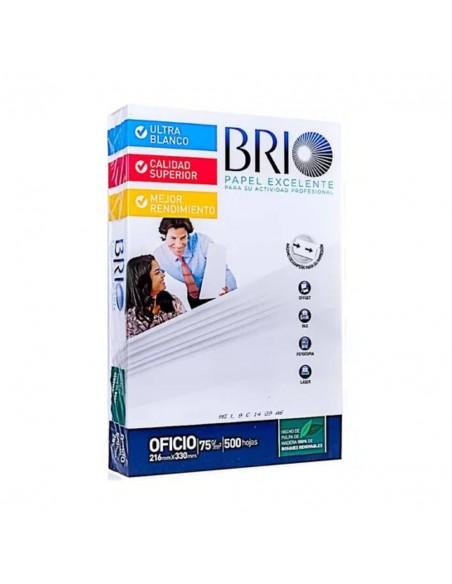 Hojas papel bond oficio de 500 hojas, BRIO
