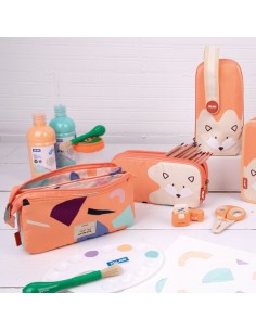 MILAN Portatodo 3 Cremalleras Fun Animals Naranja