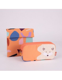 MILAN Portatodo 3 Cremalleras Fun Animals Naranja