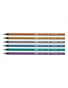 MILAN Set 6 Lapices metalizados madera negra