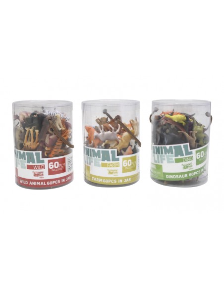 HAPPY LINE Animal life animales surtidos Dino Jungla Granja 60 pcs