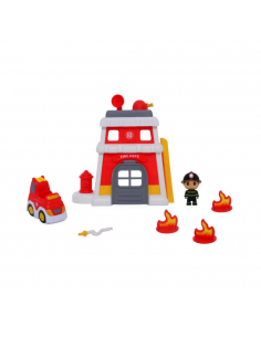 HAPPY LINE Estación bombero vehículo con figura y accesorios