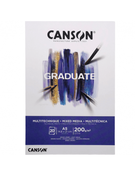 Bloc Multitécnica Graduate 20H A5 200G, CANSON