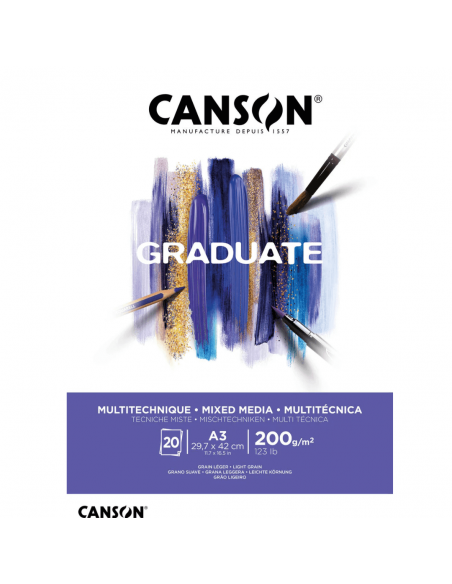 Bloc Multitécnica Graduate 20H A3 200G, CANSON