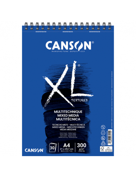 Bloc de Papel A4 de 30 hojas de 300g para Técnicas Mixtas, CANSON