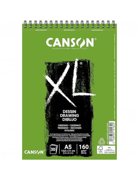 Bloc de papel p/ dibujo XL, A5 30 hojas- 160G, CANSON