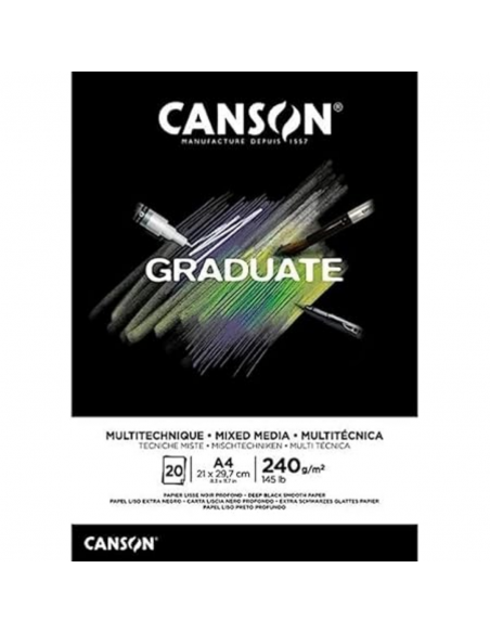 CANSON Bloc Graduate Diseño Negro 20H A4 240G
