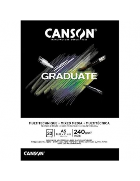 CANSON Bloc Graduate Diseño Negro 20H A5 240G